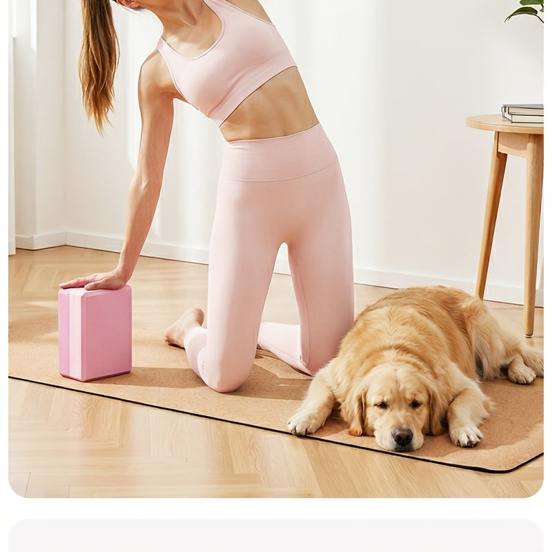 2-Piece Color-Block EVA Yoga Mat Set for Stretching, Pilates and Home Workouts