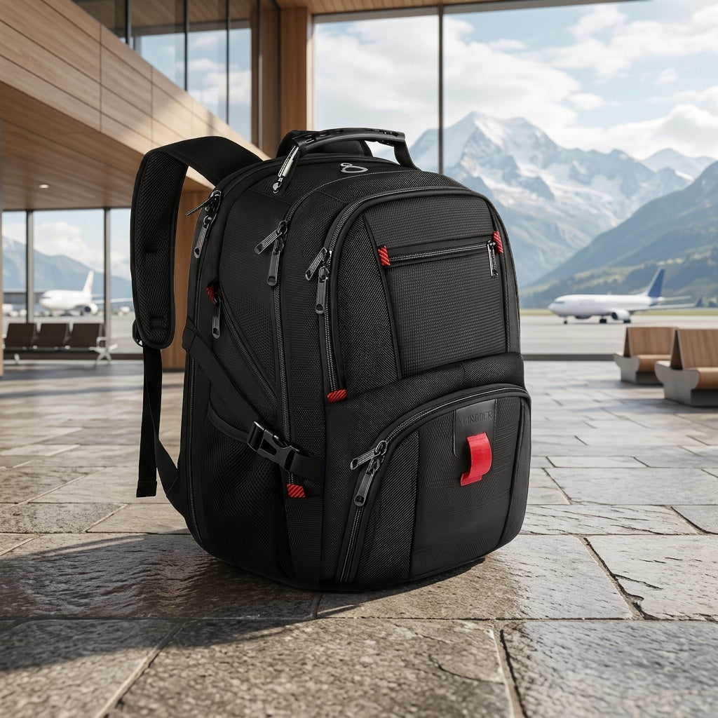 17-Inch Laptop Travel Backpack with Three Main Compartments, Padded Computer Storage and Mesh Shoulder Straps for College, Work and Weekend Trips