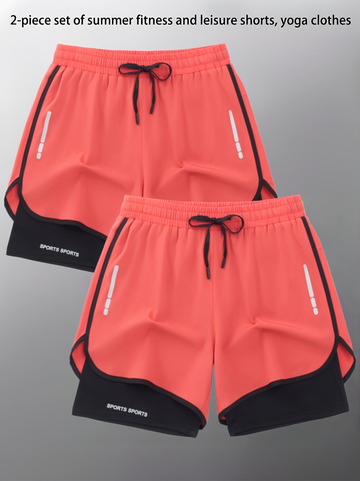 Women's Athletic Shorts 2-Pack, Summer Workout and Running Shorts for Yoga, Basketball, Golf and Casual Activewear, Orange and Navy Color Options, XS–XXL