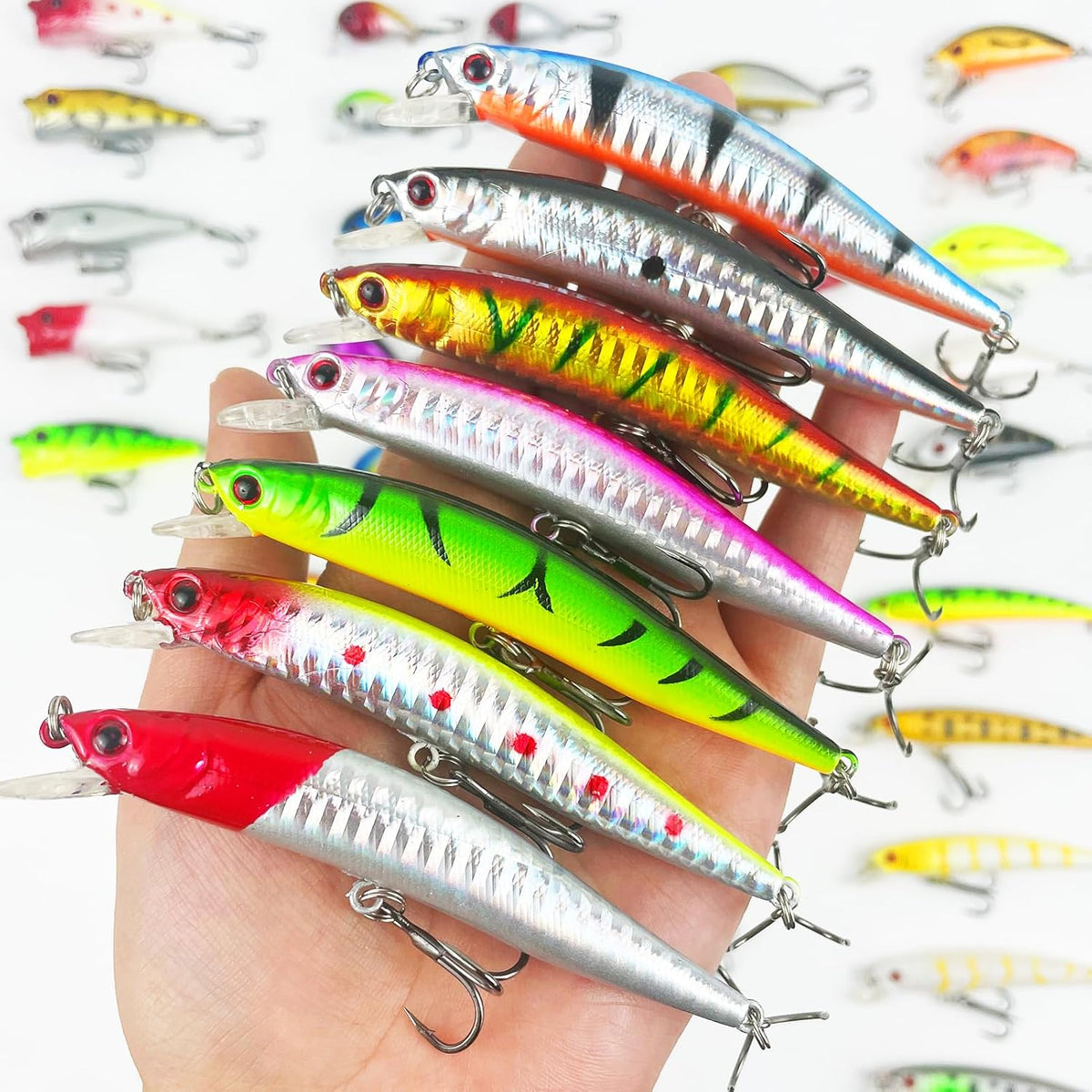 25-Piece Random Fishing Lure Set with Listed Mealworm, Shrimp and Mixed Hard Bait Styles for Bass, Sea Bass and Salmon in Freshwater and Saltwater