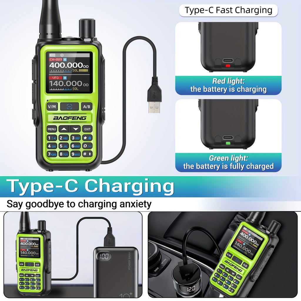 Dual PTT Ham Radio 2-Pack, Baofeng UV-5RMini VHF/UHF Two-Way Radios with NOAA Weather Reception, 999 Channels and USB-C Charging for Emergency Preparedness