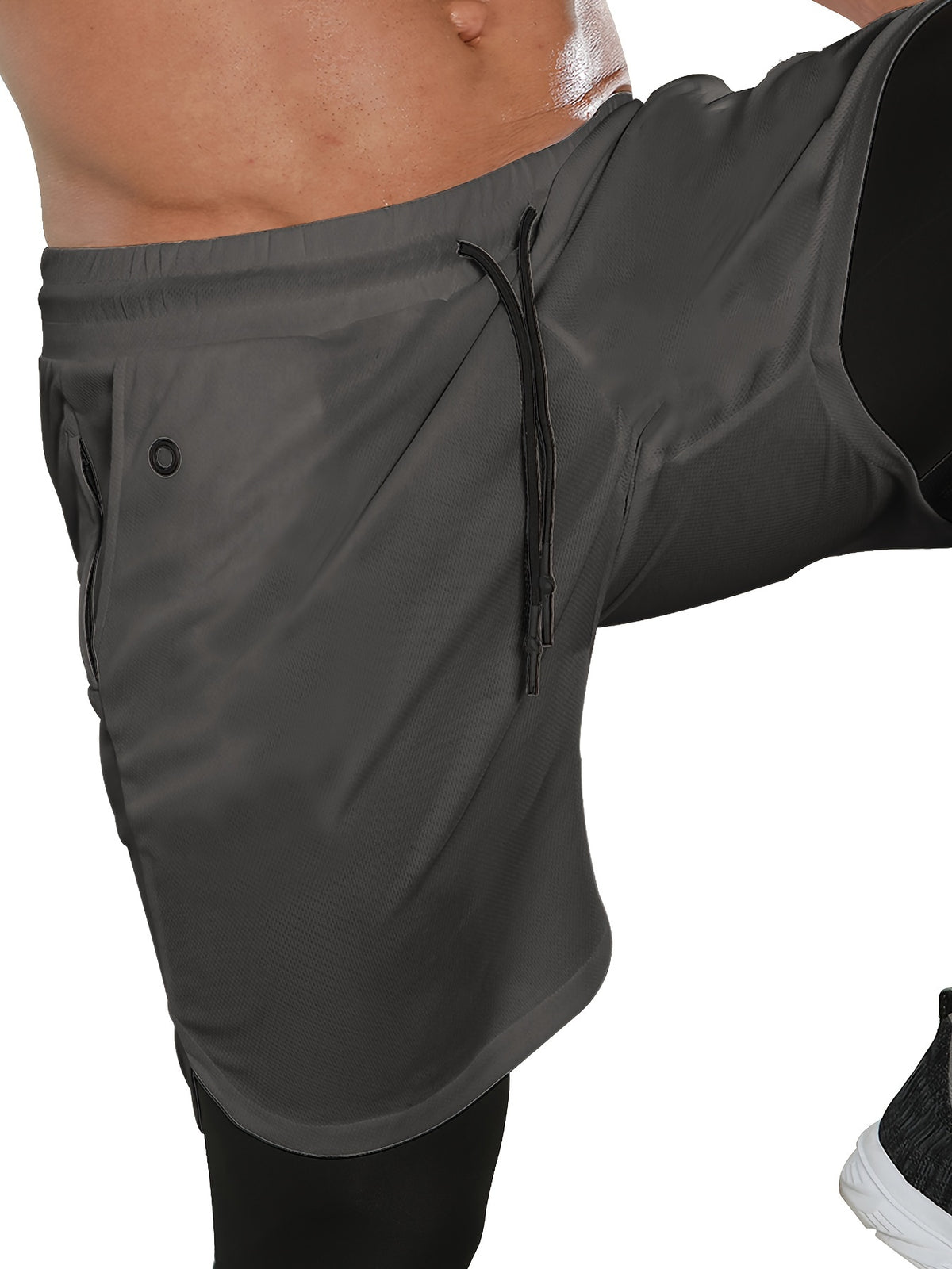 Men's Compression Pants with Towel Loop, 2-in-1 Running and Workout Gym Tights in Multiple Colors, Sizes S-XXL for Training Activewear