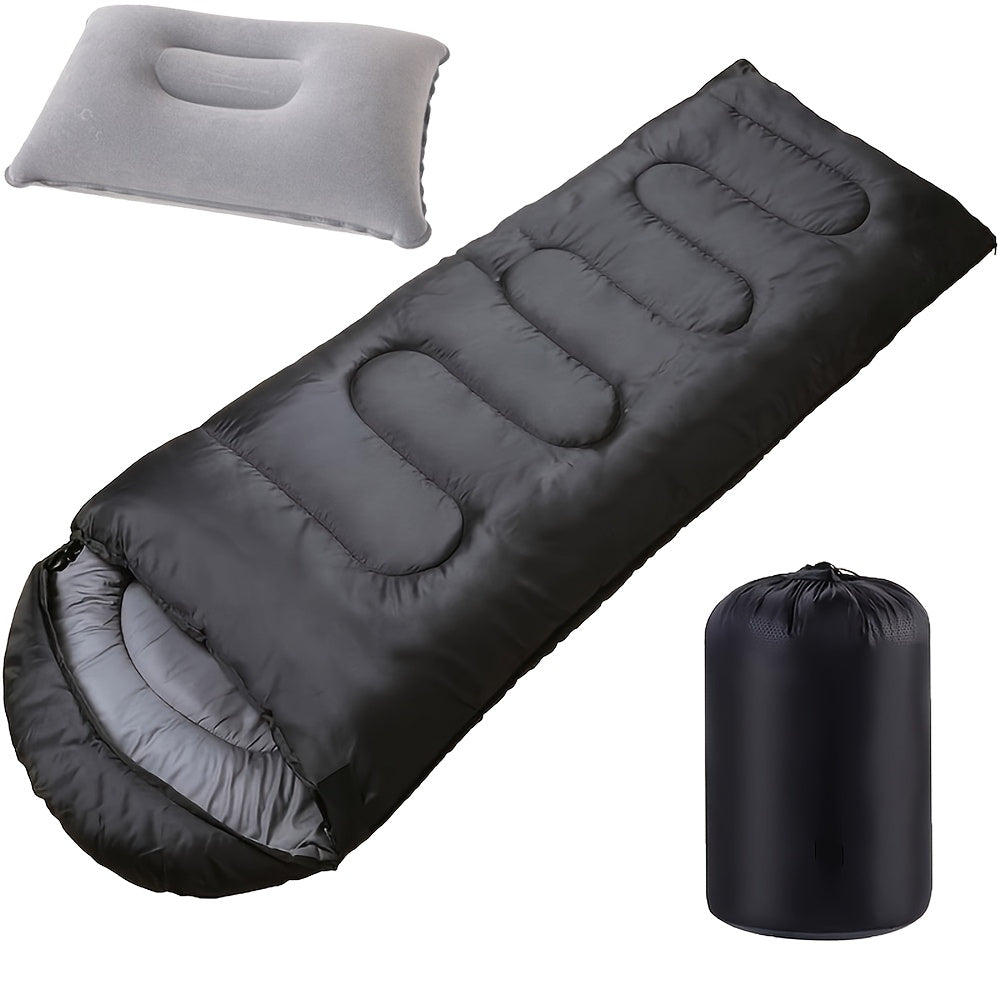 3-Season Sleeping Bag for Adults with Pillow and Compression Sack, Lightweight Camping Sleep Set for Hiking and Outdoor Overnight Adventures