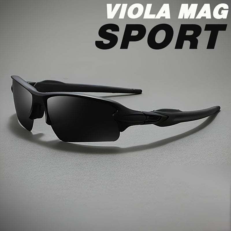 Half-Frame Polarized Sunglasses, VIOLA MAG Sport-Style Eyewear with Nose Support and Colored Lens Options for Casual Outdoor Outfits and Travel