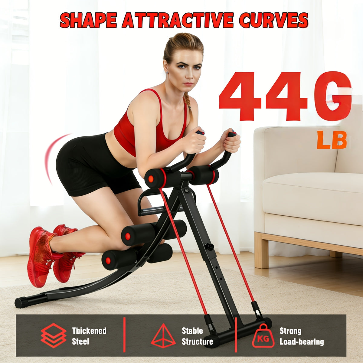 Foldable Ab Workout Machine for Home Gym, Adjustable Core Exercise Equipment with LCD Monitor and Listed 440 lb Capacity in Multiple Models