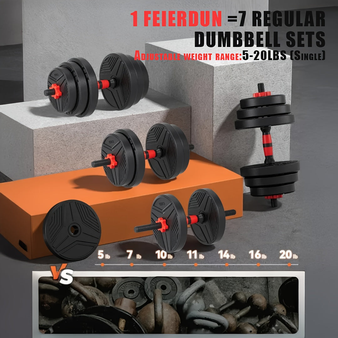 5-in-1 Adjustable Dumbbell Weight Set for Home Gym Strength Training, Dumbbell, Barbell, Kettlebell and Push-Up Rack Configurations for Men and Women