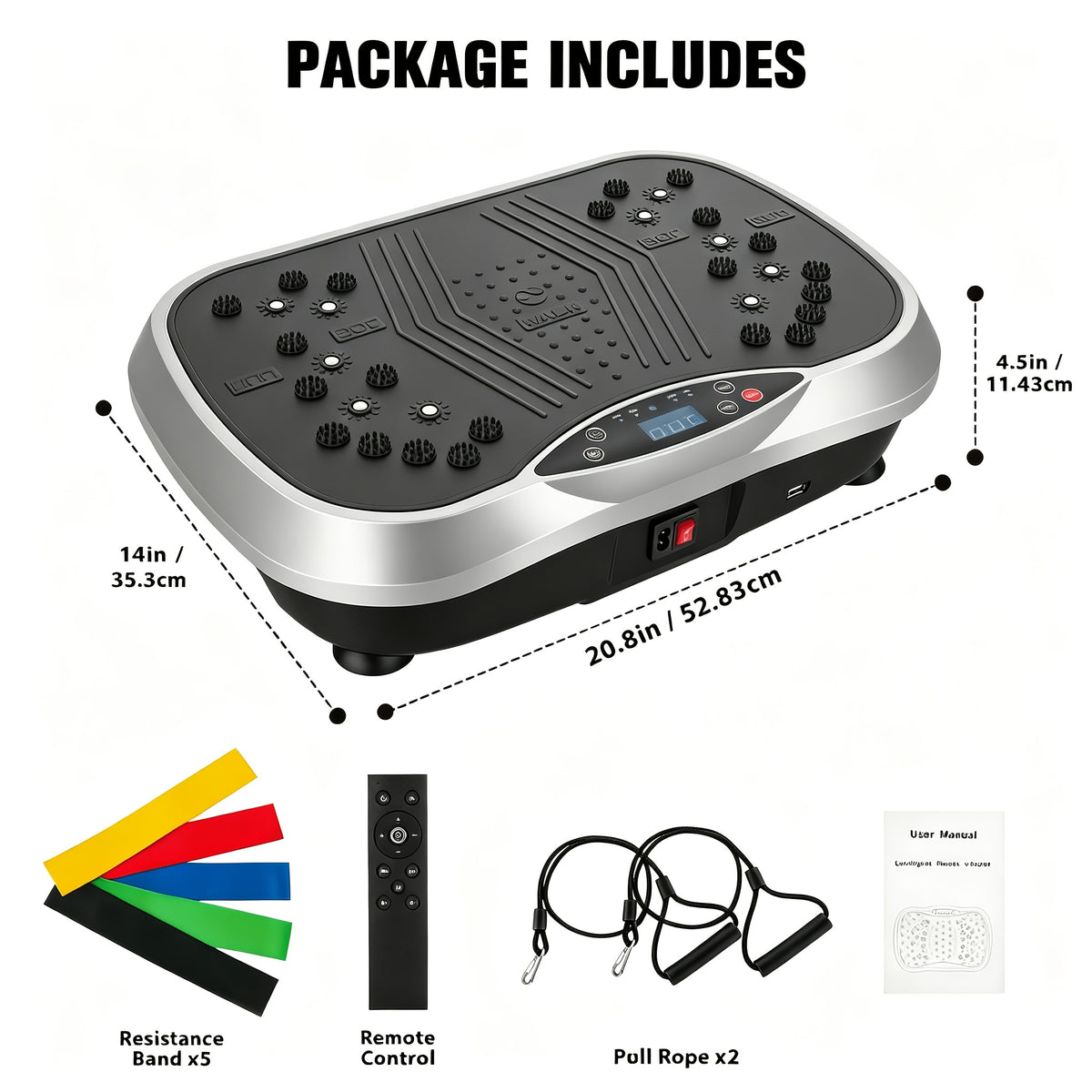 200W Vibration Plate Exercise Machine for Home Gym, 9 Programs and 100 Speed Levels with Remote, Compact Fitness Platform Rated to 330 lb