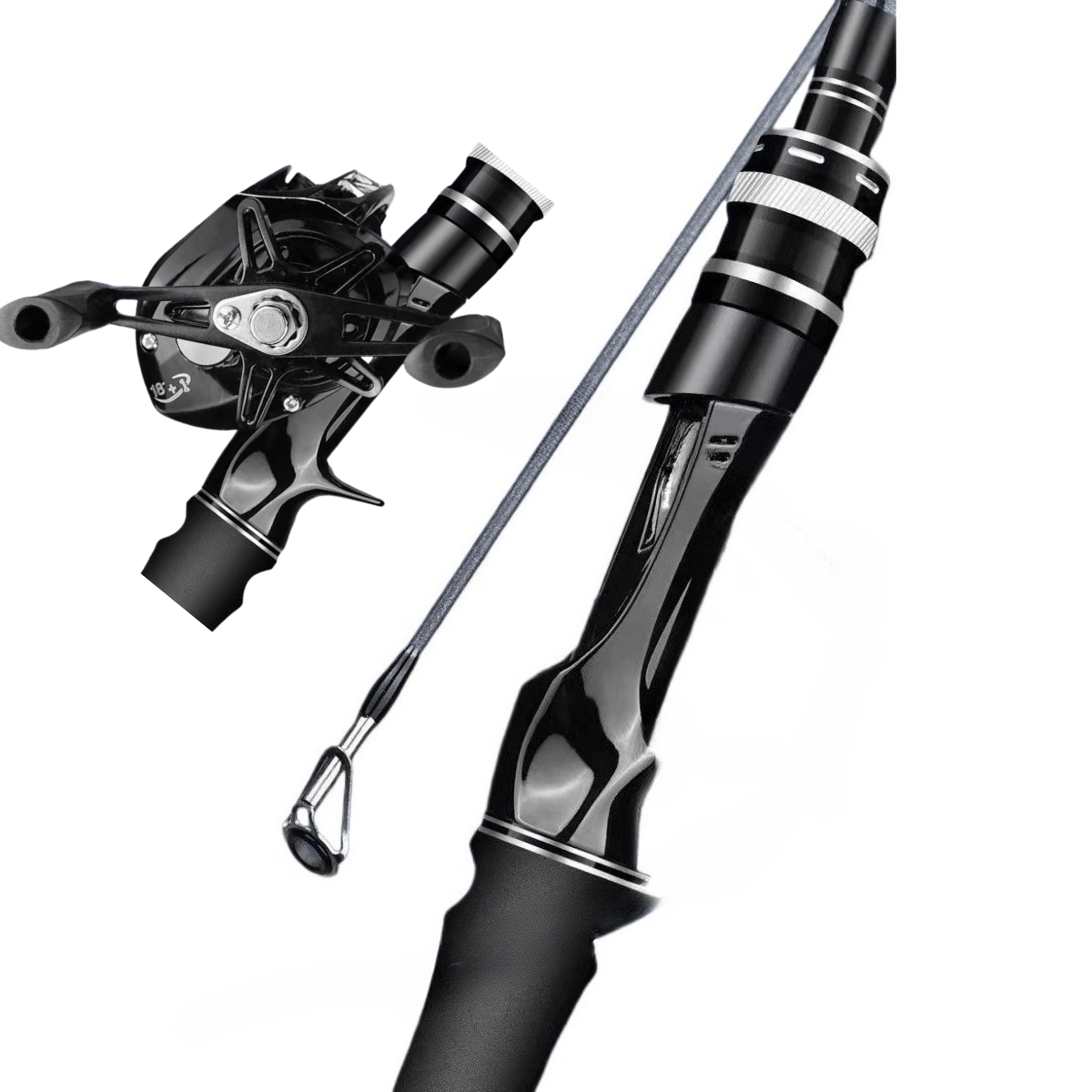 Black Carbon Fiber Fishing Rod and Reel Combo, Aluminum Alloy Reel with 7.2:1 Gear Ratio, 165 or 180 cm Rod and Left or Right Hand Options for Outdoor Anglers