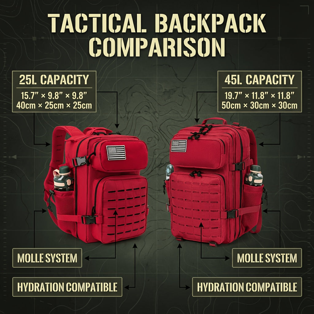 25L or 45L Travel Backpack with MOLLE-Style Webbing