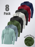 Men's Quick-Dry Hoodies 8-Pack, Lightweight Breathable Moisture-Wicking Hooded Sweatshirts in Solid Mixed-Color Sets, Outdoor Activewear Sizes S–XXL