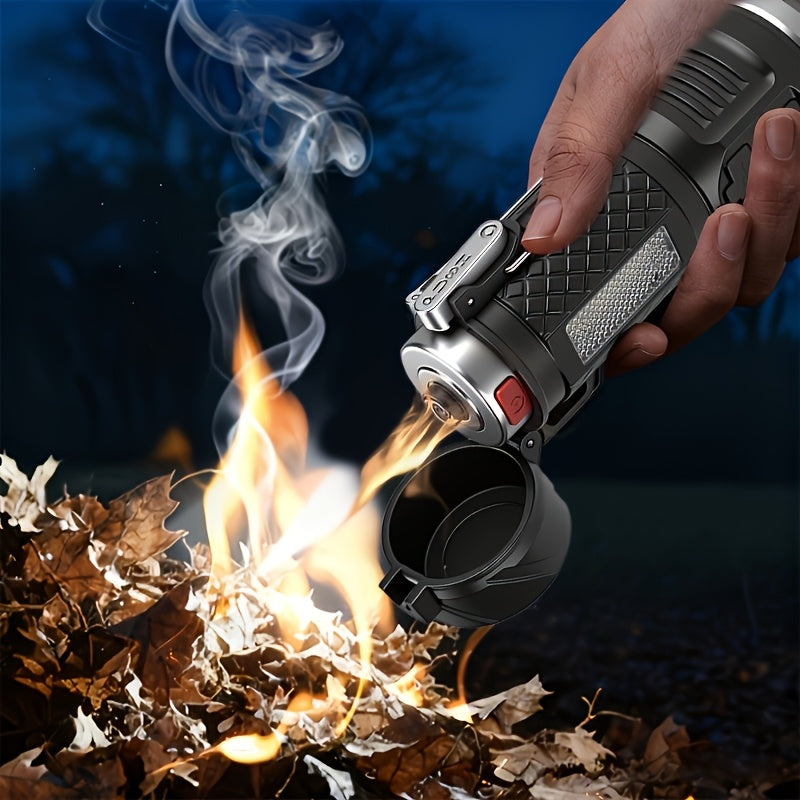 2-Piece Survival Kit with USB Rechargeable Flashlight and Folding Pocket Knife, Clip-On Outdoor Tools with Optional Fire-Starting Version