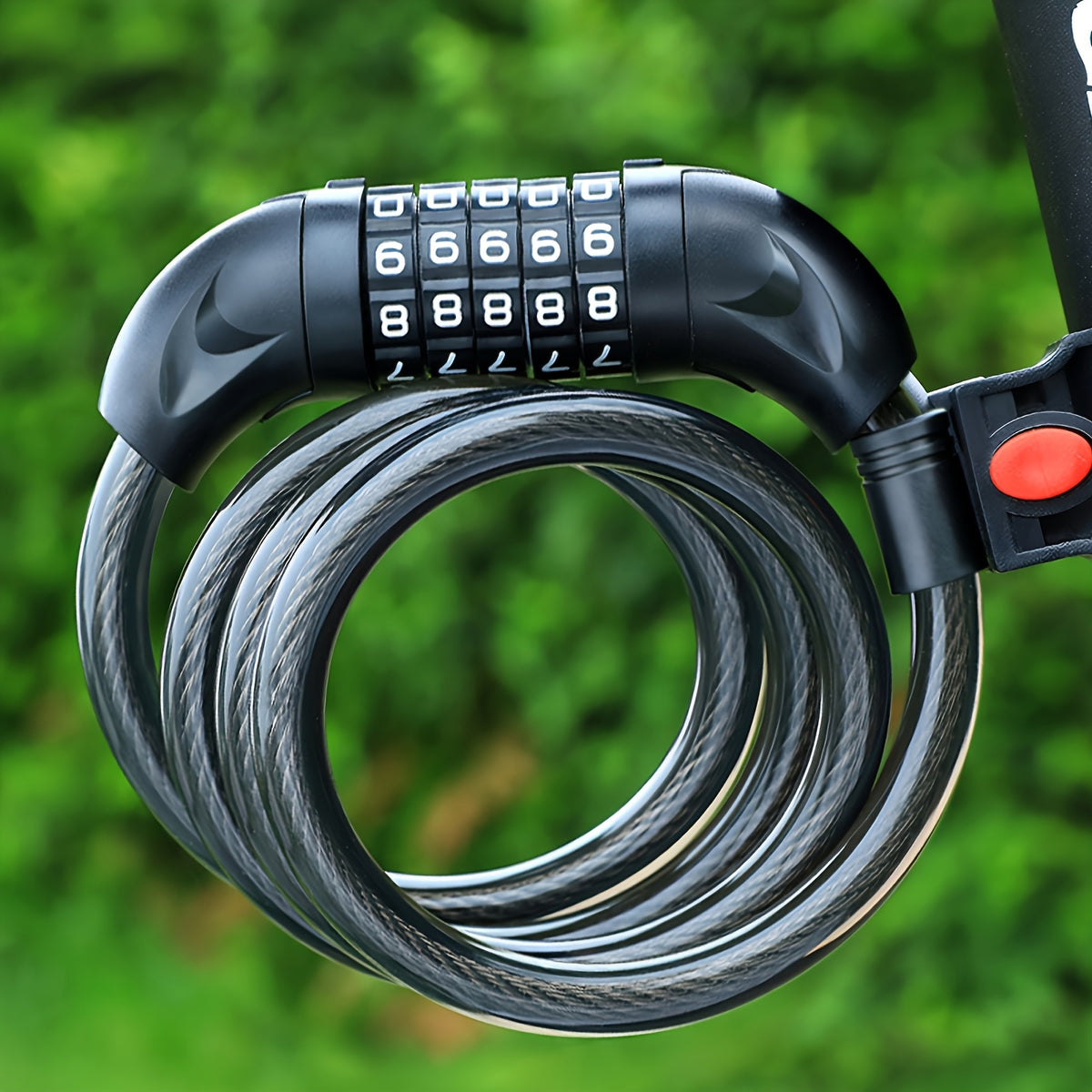 5-Digit Combination Bike Lock by TOSUOD, Coiled Cable in 49.21 or 59.06 Inch Options for Bicycles, Scooters and Motorcycle Parking