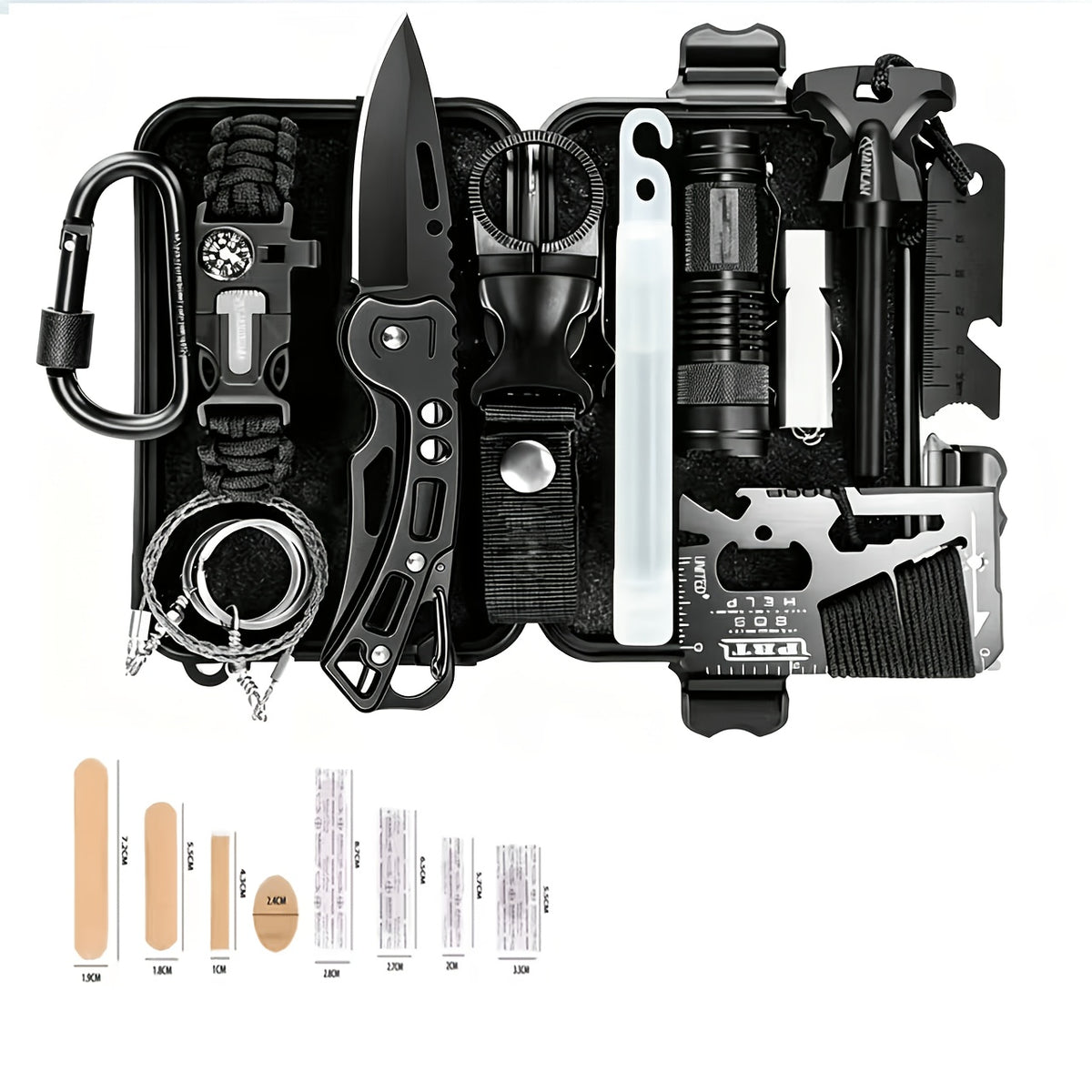 28-in-1 Survival Equipment Set with Tactical Knife and Outdoor Tools, Magnesium Rod and Flint for Hiking Adventures and Father's Day Gifts