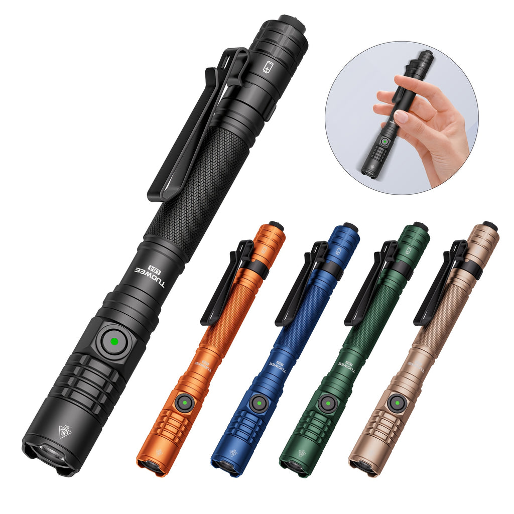 1000 Lumen USB-C Rechargeable Flashlight with Tactical Tail Switch and Pocket Clip for Everyday Carry, Camping, Hiking and Emergency Lighting