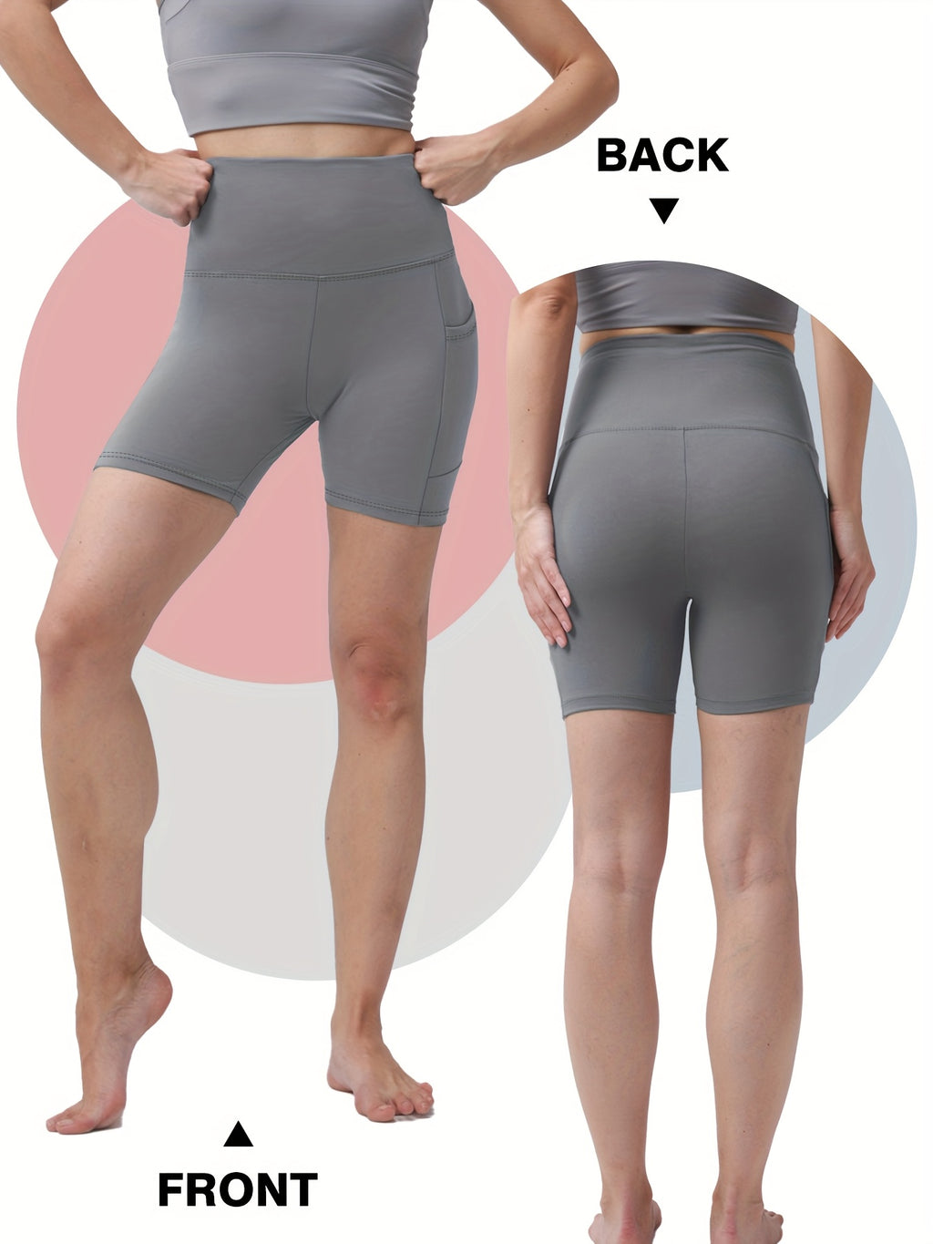 Quick-Dry Yoga Shorts for Women, High-Stretch Sports Shorts for Pilates, Running and Fitness in Dark Gray, Navy or Pink, Single Piece in Size S