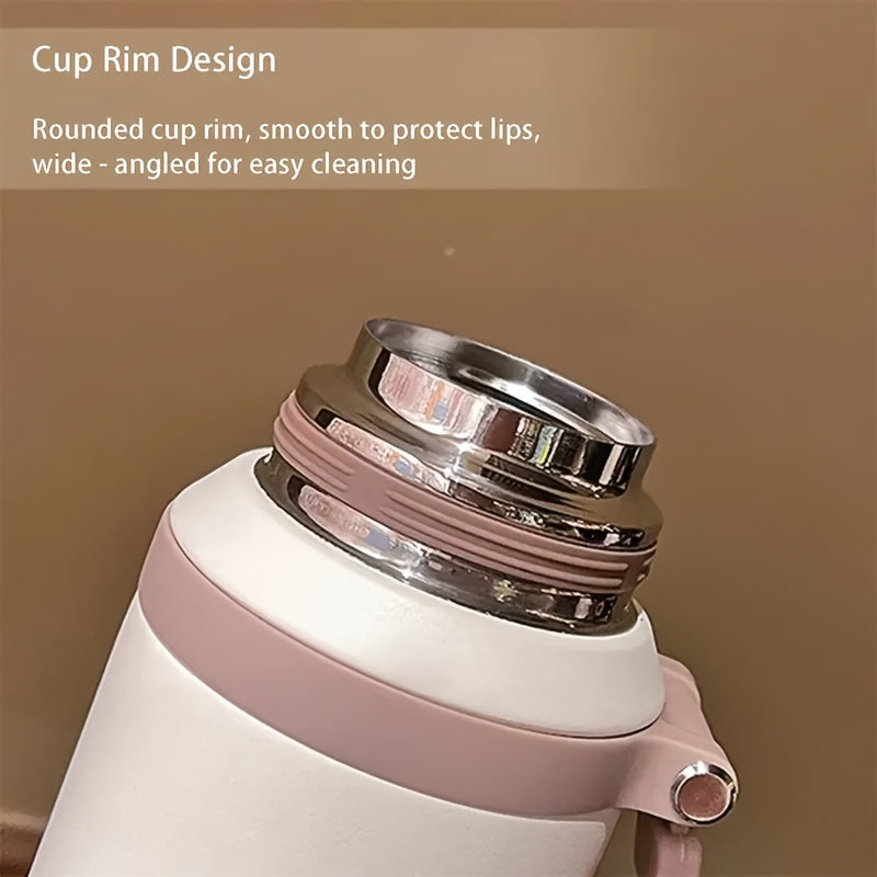 Vacuum Insulated Water Bottle 20.29 oz, 600ml 316 Stainless Steel Flask with Handled Cup Lid and Cleaning Brush Sets for Travel, Office and Outdoor Days