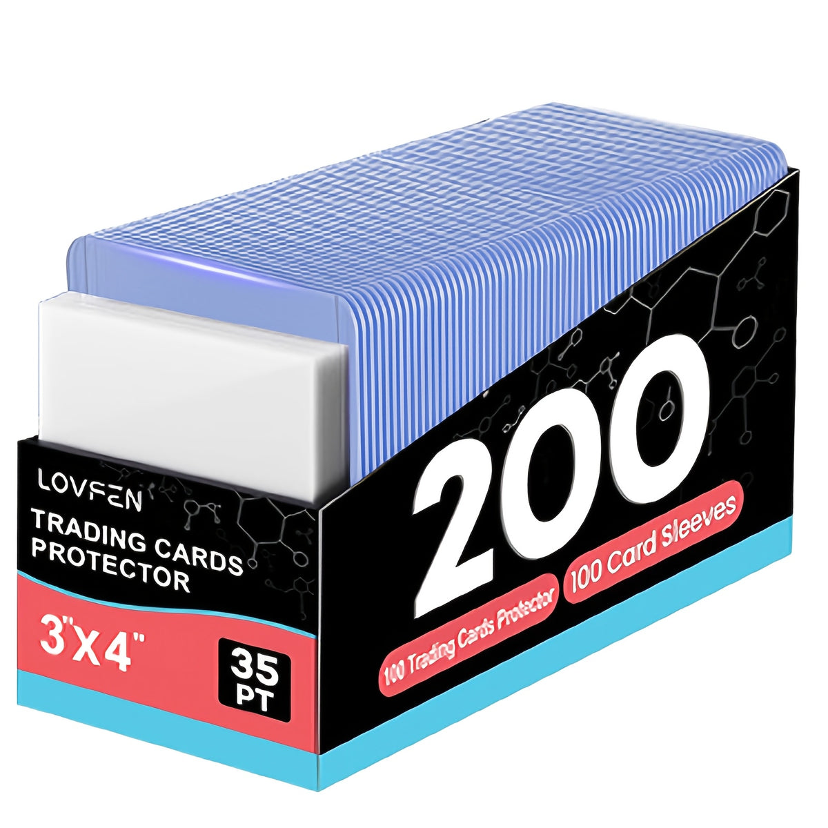 Baseball Card Toploaders and Sleeves 200-Piece Set by LOVFEN, 100 Hard Plastic 3x4-Inch Top Loading Holders Plus 100 Sleeves for Sports Trading Cards