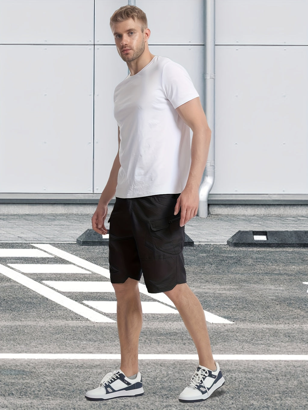 Multi-Pocket Cargo Shorts for Men, Breathable Quick-Dry Tactical-Style Work Shorts in Black, Khaki, Grey or Fern Green for Everyday Outdoor Wear