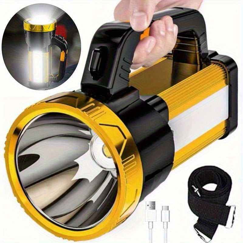 2400mAh Rechargeable LED Flashlight with Zoom and Adjustable Brightness, Portable Handheld Outdoor Light in Single or Two-Piece Options