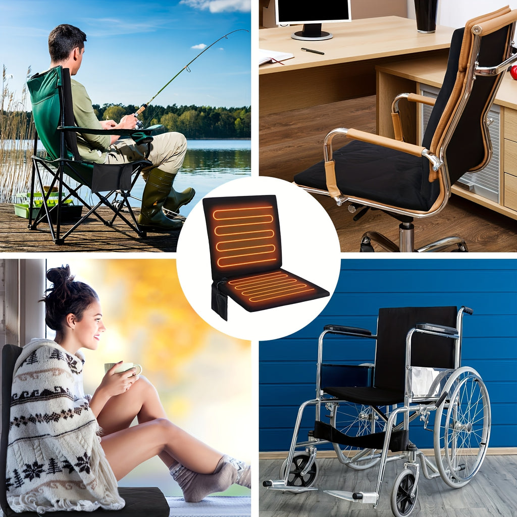USB Heated Seat Cushion, Foldable Portable Warming Pad with 3 Adjustable Modes for Camping and Stadium Seats, Power Bank Not Included