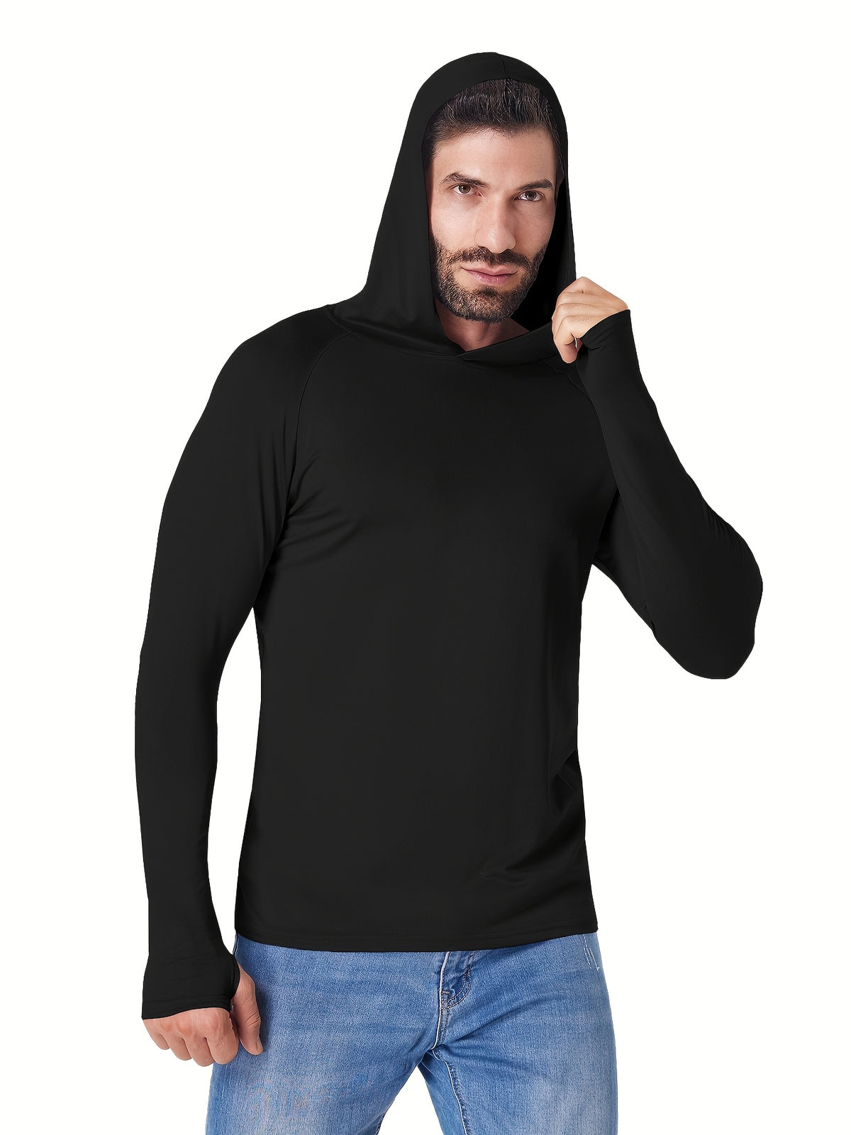 Lightweight Hooded Shirts for Men, 5-Piece Long Sleeve Athletic Top Set in Three Mixed-Color Options for Outdoor and Casual Wear, Sizes S to XXL