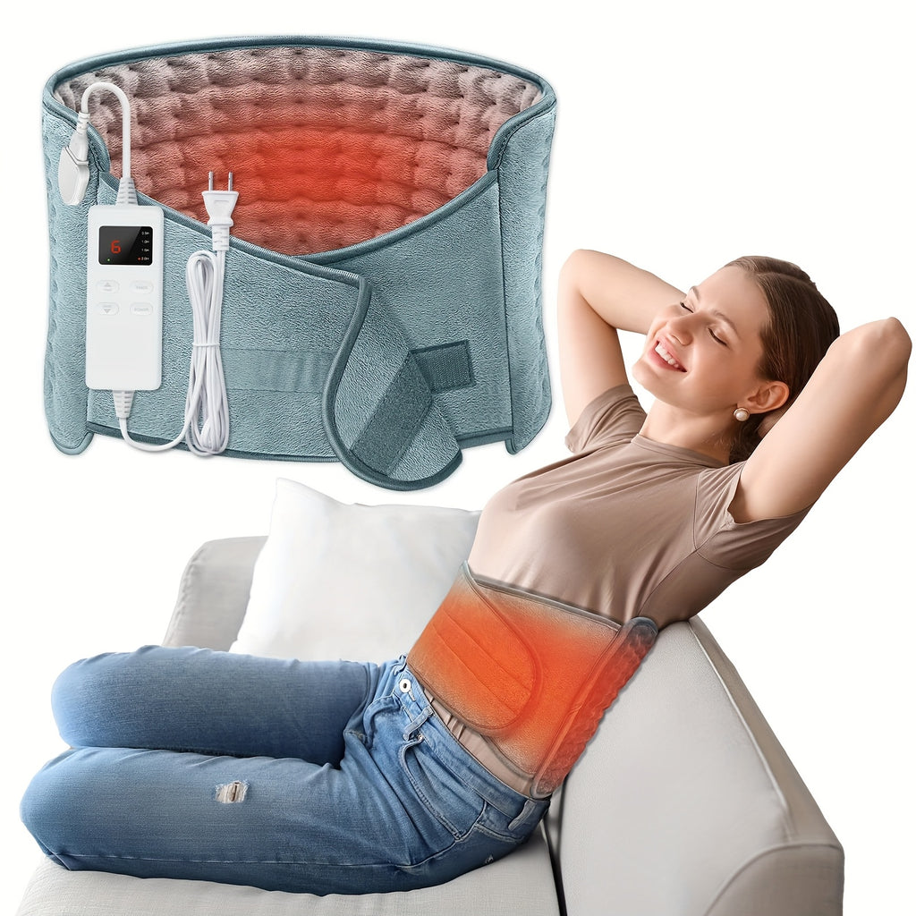 Electric Heating Belt for Men and Women, 12 x 24 Inch Washable Waist Wrap with 6 Heat Settings, 4 Auto Shutoff Timers and Adjustable Fit
