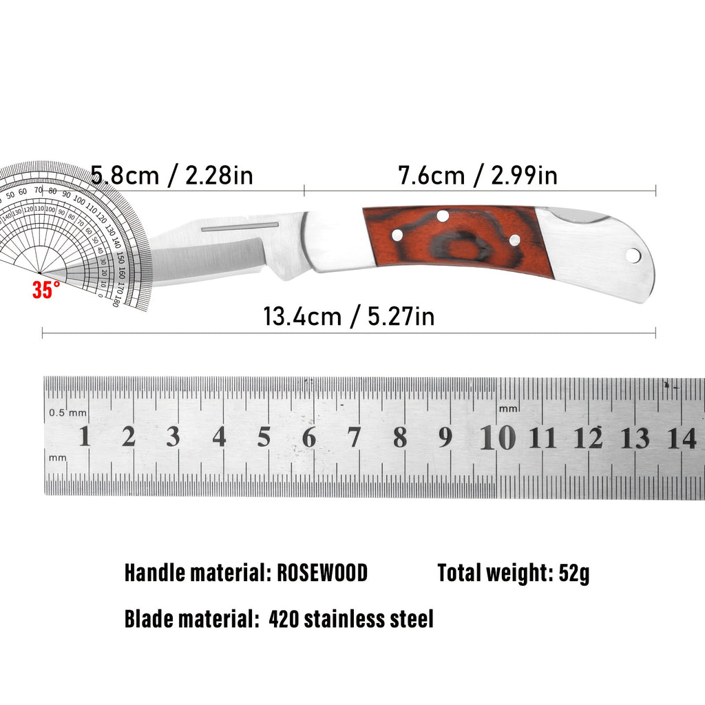 Folding Precision Knife with Spearhead Blade and Ergonomic Handle, Lightweight Portable Cutting Tool for Adult Camping, Crafts and Home Projects