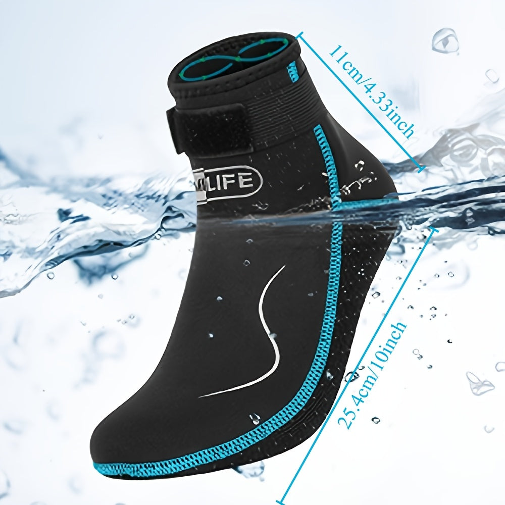3mm Neoprene Water Socks for Women and Men, High-Cut or Low-Cut Wetsuit Footwear with Rubber Grip Soles for Snorkeling, Surfing and Swimming