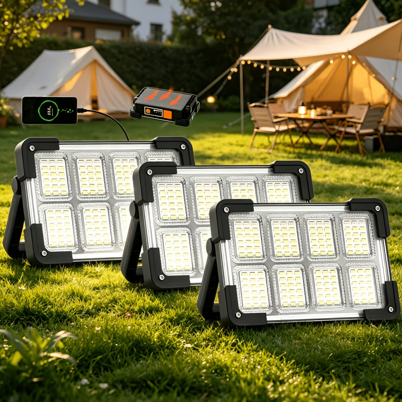 144 LED Solar Work Light with 4 Lighting Modes, Portable Rechargeable Light for Car Repairs and Outdoor Tasks, Available in 1, 2 or 3-Pack Options