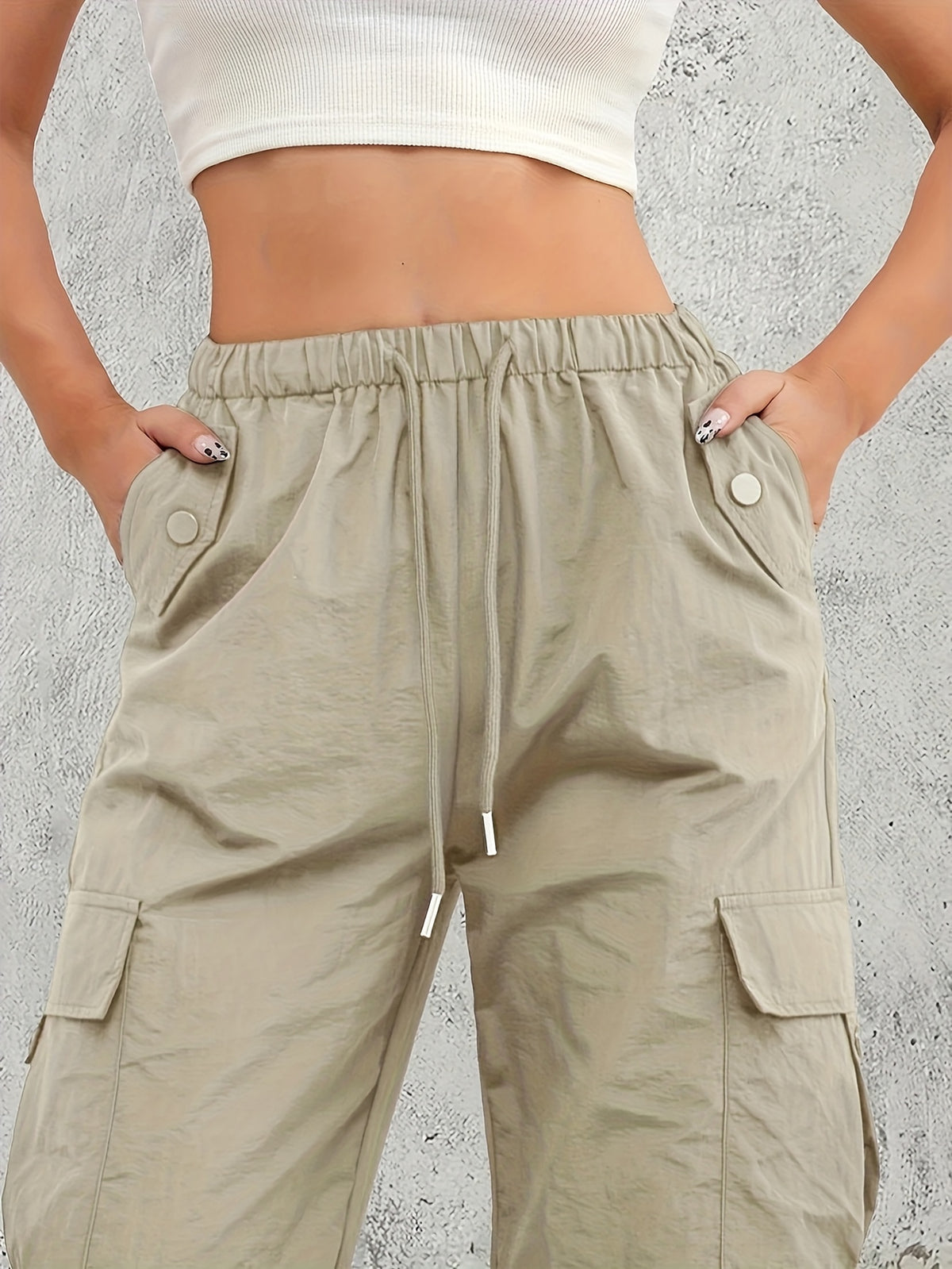High-Waisted Work Pants for Women 3-Pack with Elastic Drawstring Waist and Multiple Pockets, Lightweight Breathable Casual Trousers in Color Sets, S–XXL