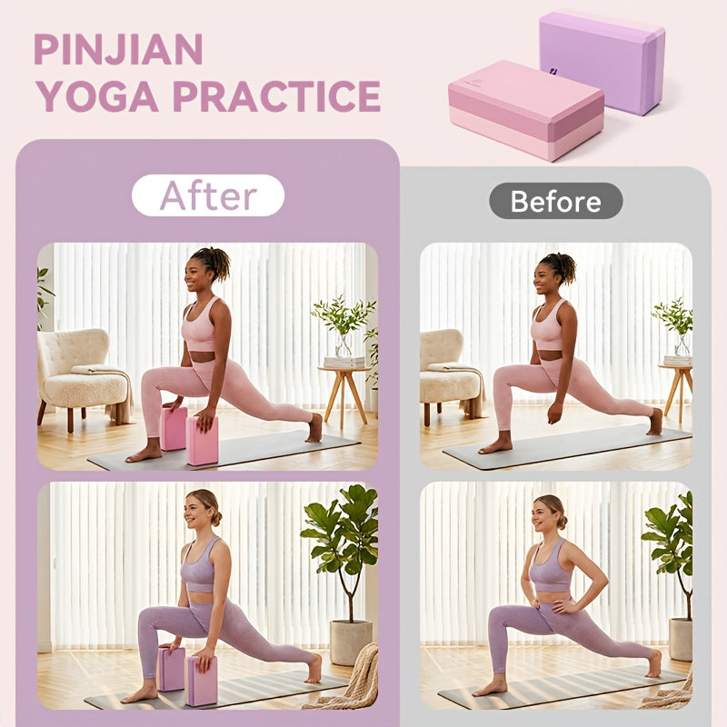 2-Piece Color-Block EVA Yoga Mat Set for Stretching, Pilates and Home Workouts