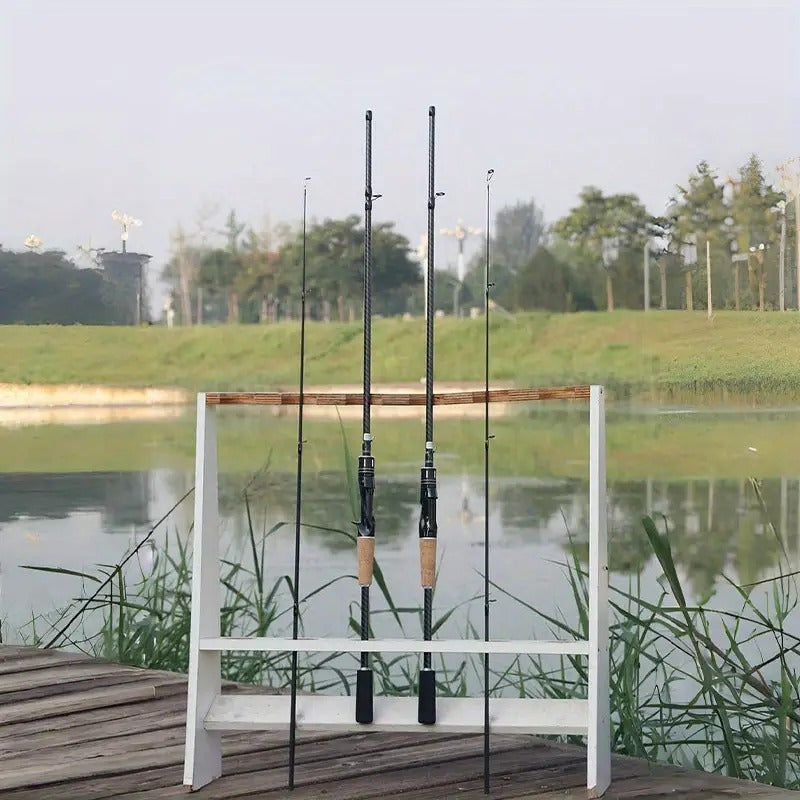 Two-Piece Carbon Fishing Rod, 180 cm Lightweight Lure Rod with Wooden Straight Handle and Listed M Tuning for Recreational Angling