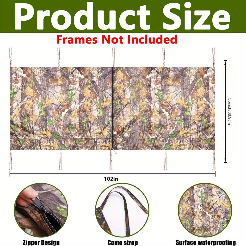 Treestand Camo Blind Cover with Zipper, Woodland Camouflage Hunting Screen for Deer and Turkey Setups, Cover Only with Frame Not Included