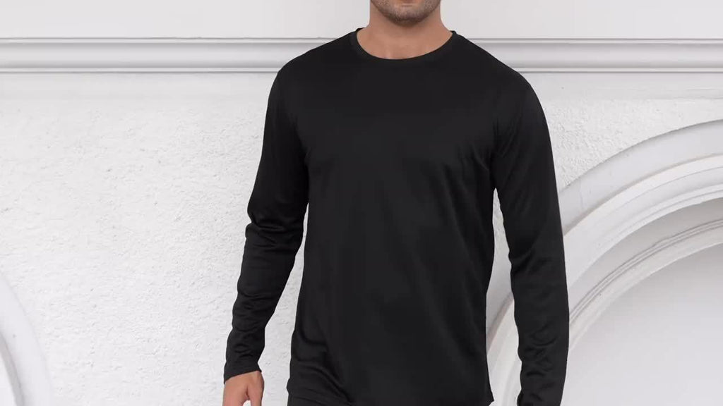 Regular-Fit Long Sleeve Workout Shirts for Men 5-Pack, Quick-Dry Breathable Moisture-Wicking T-Shirts in Mixed Colors for Running and Gym Training