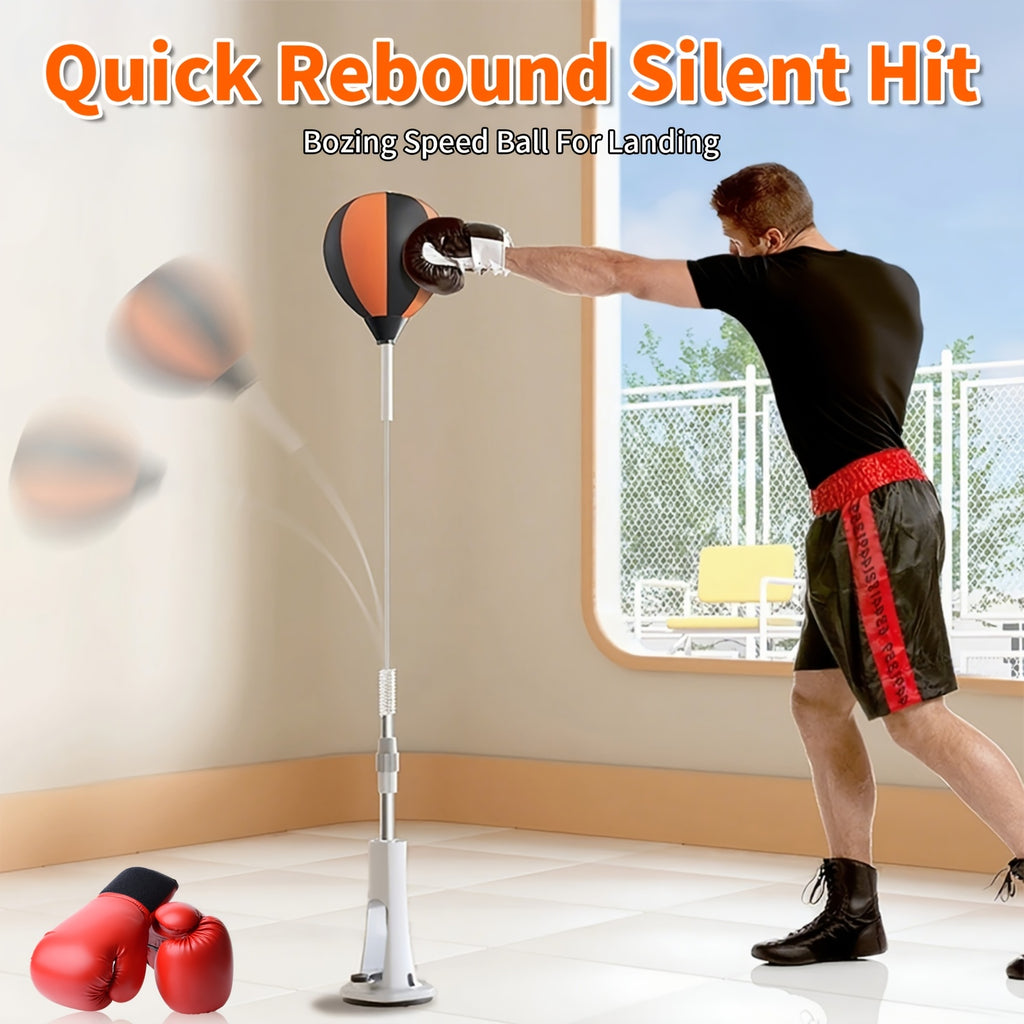 Boxing Reflex Ball with Suction Cup and 2 Rubber Mats, Indoor Standing Speed Ball for Adult Reaction Training and Home Gym Fitness Equipment