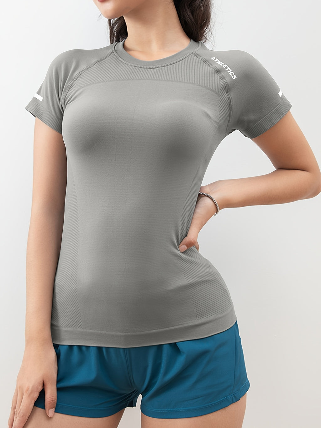 3-Pack Women's Workout T-Shirts for Running and Yoga, Short-Sleeve Crew-Neck Letter Print Athletic Tops in Four Color Combinations