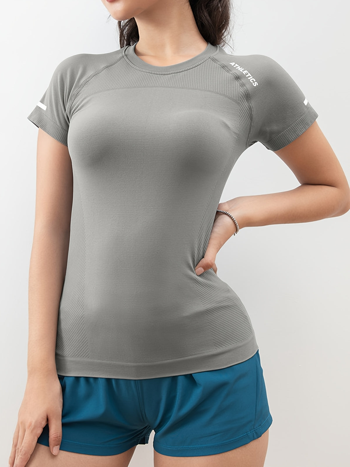 3-Pack Women's Workout T-Shirts for Running and Yoga, Short-Sleeve Crew-Neck Letter Print Athletic Tops in Four Color Combinations