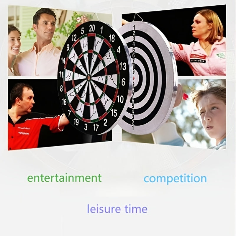 17-Inch Double-Sided Dartboard Set with 12 Darts for Casual Games