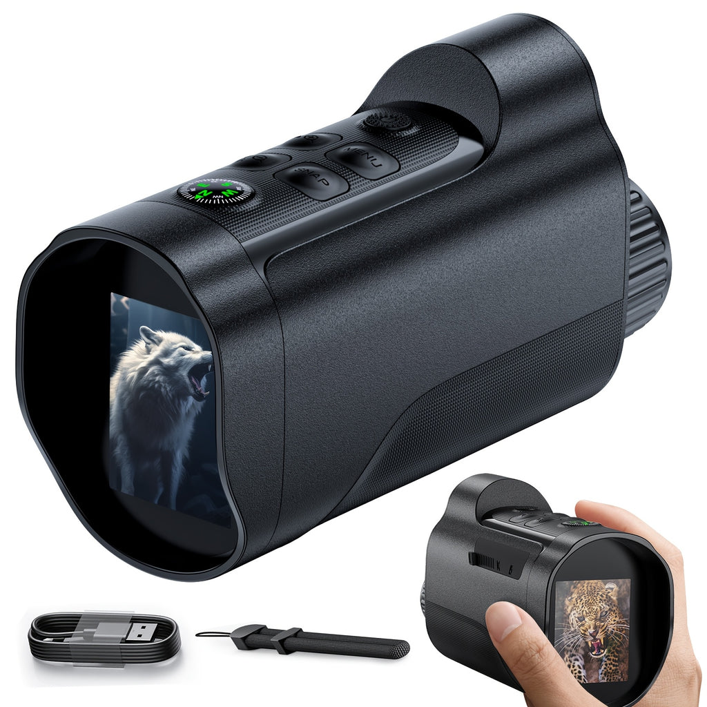 1080P Night Vision Monocular with 2-Inch Screen, 10X Digital Zoom, 5W Infrared and 2700mAh Rechargeable Battery for Hunting and Wildlife Observation