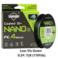 Braided Fishing Line by SeaKnight Nano II, 4-Strand PE Line in 110 or 327 Yard Options, 7–15 lb Listed Tests and Green or Yellow Colors