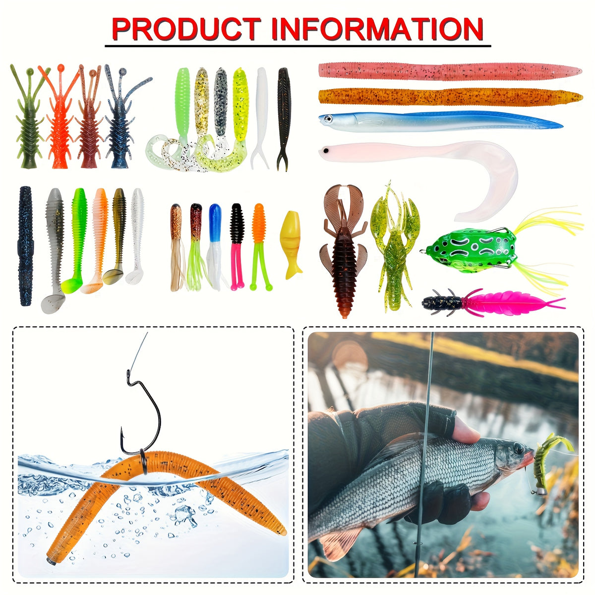 107-Piece Fishing Lure and Tackle Set with Storage Box, Hooks, Jig Heads, Spinners, Spoons and Sinkers for Freshwater and Saltwater Angling