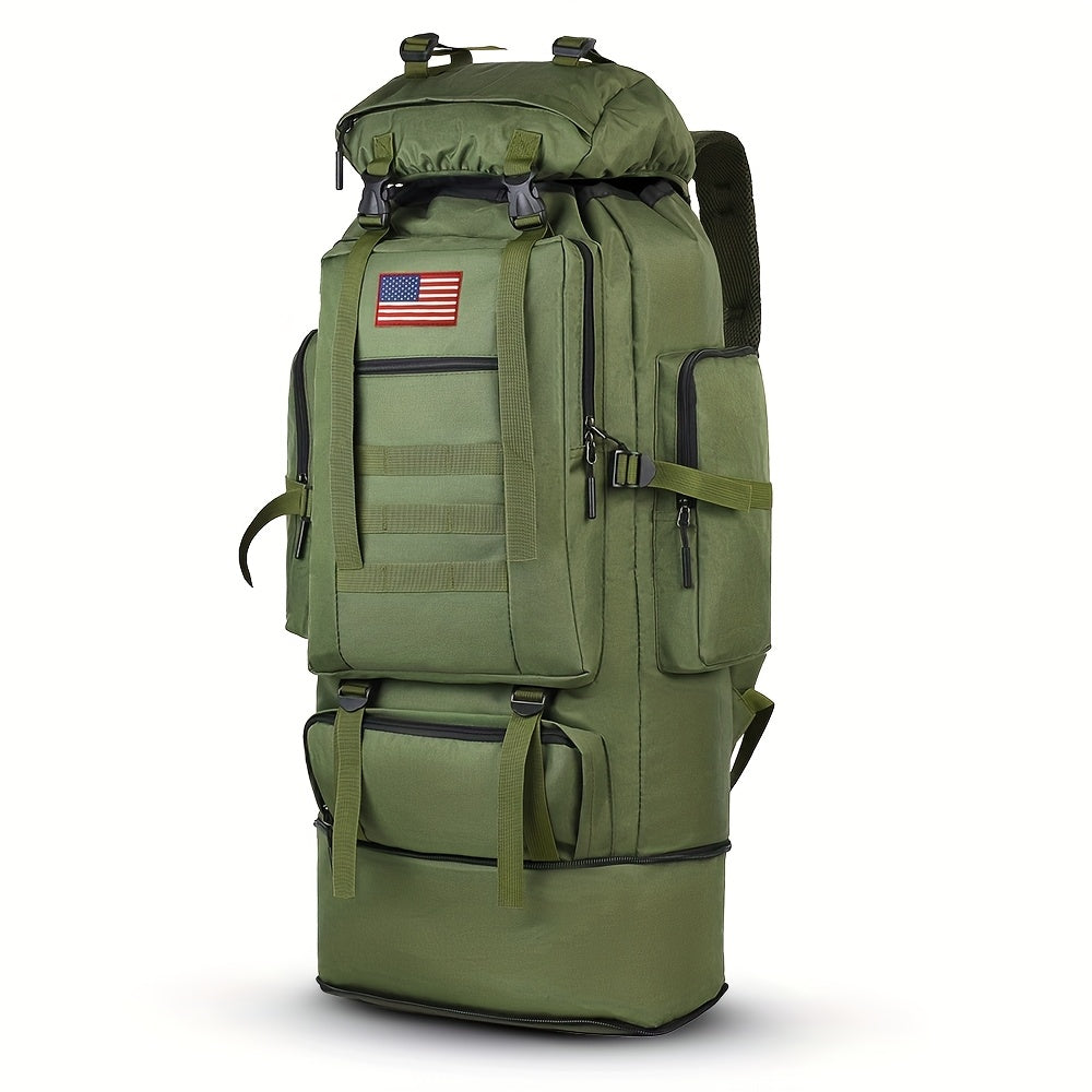 100L Tactical Backpack for Hiking and Travel, Large-Capacity Outdoor Pack with Multiple Compartments and Shoulder Straps in Green, Gray or Desert