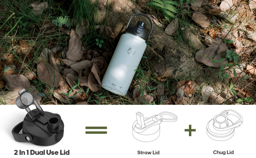 40 oz Insulated Stainless Steel Water Bottle with Chug and Straw Lids