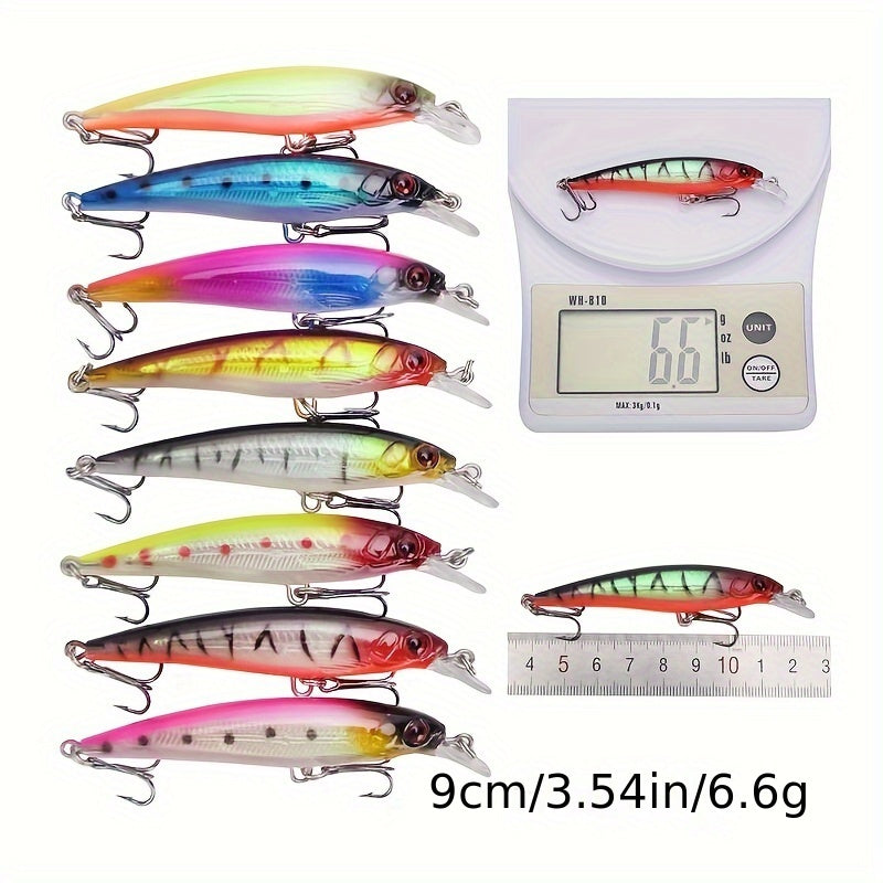 43-Piece Minnow Fishing Lures Set, Durable Plastic Crank Baits for Freshwater and Saltwater Angling, Artificial Bait Selection for Fishing Tackle