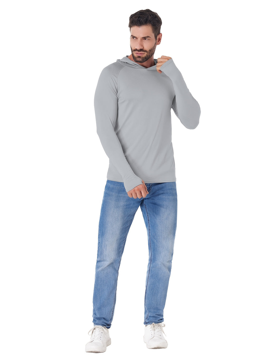 Lightweight Hooded Shirts for Men, 5-Piece Long Sleeve Athletic Top Set in Three Mixed-Color Options for Outdoor and Casual Wear, Sizes S to XXL