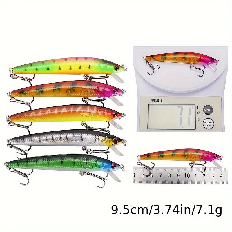 43-Piece Minnow Fishing Lures Set, Durable Plastic Crank Baits for Freshwater and Saltwater Angling, Artificial Bait Selection for Fishing Tackle