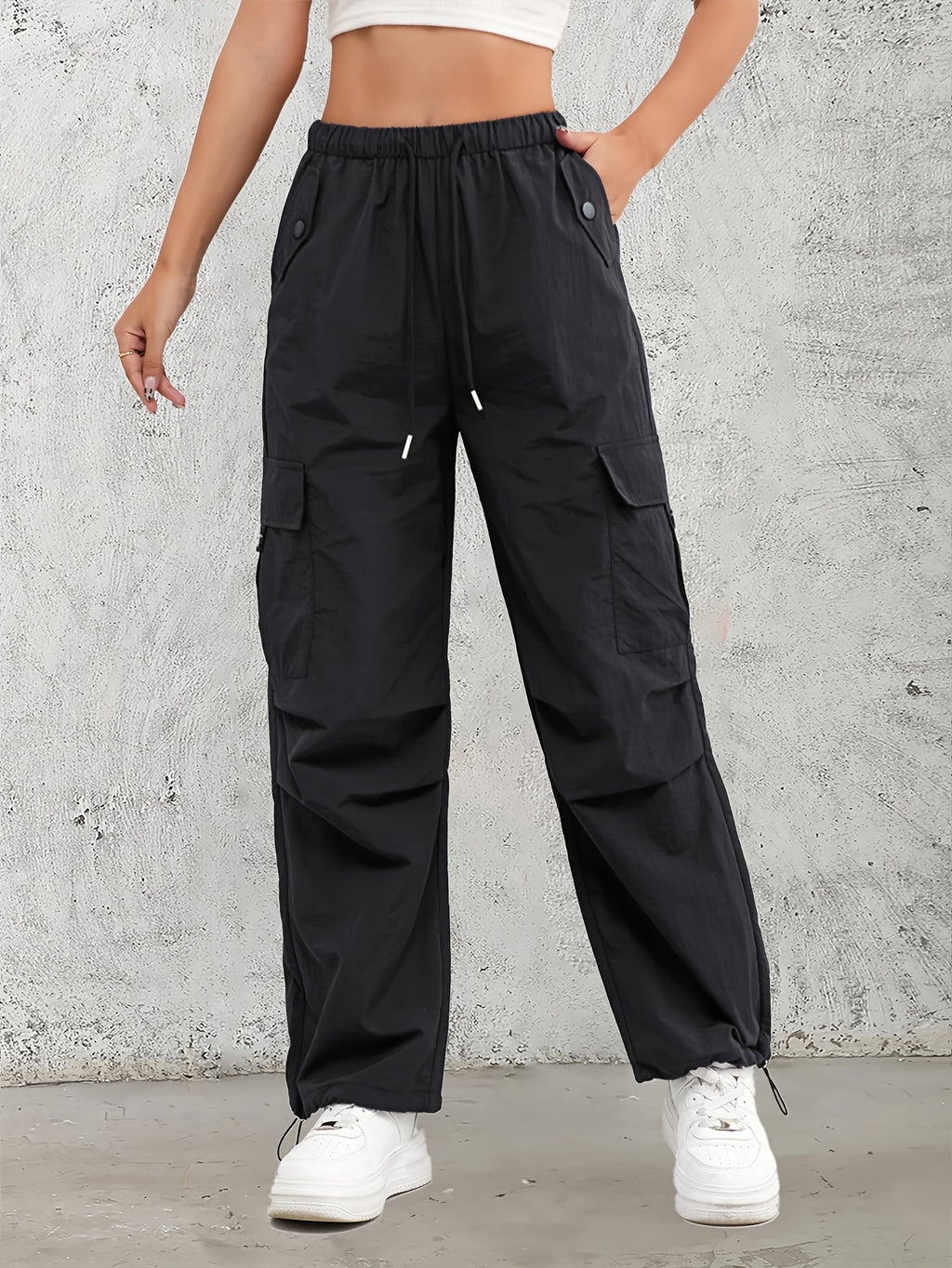 High-Waisted Work Pants for Women 3-Pack with Elastic Drawstring Waist and Multiple Pockets, Lightweight Breathable Casual Trousers in Color Sets, S–XXL