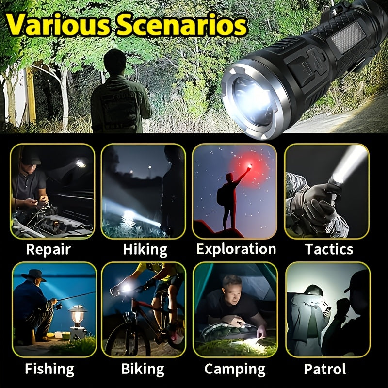 2-Piece Survival Kit with USB Rechargeable Flashlight and Folding Pocket Knife, Clip-On Outdoor Tools with Optional Fire-Starting Version