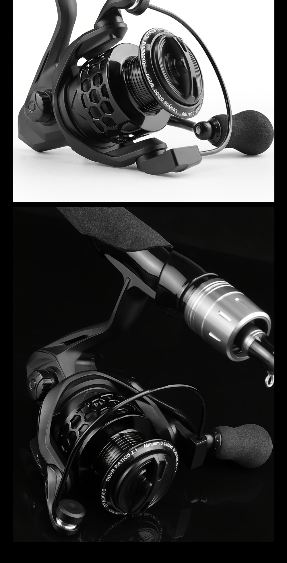 Spinning Reel GTA III Generation 1942 by ROOBLINOS, 1000 to 4000 Model Options for Fishing Rod Setup and Recreational Outdoor Angling