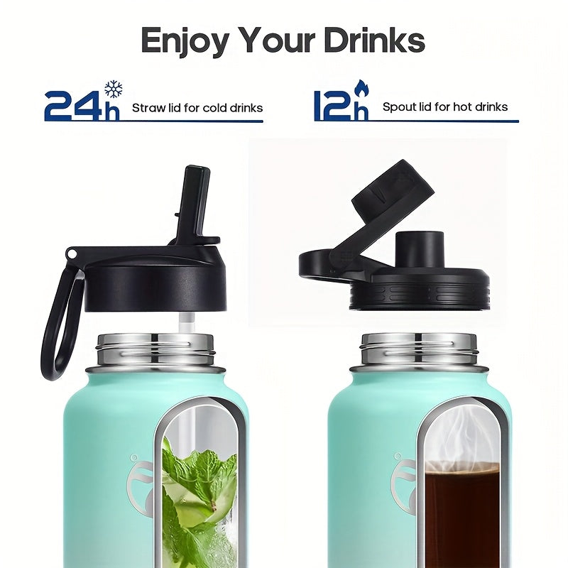 40 oz Insulated Stainless Steel Water Bottle with Chug and Straw Lids